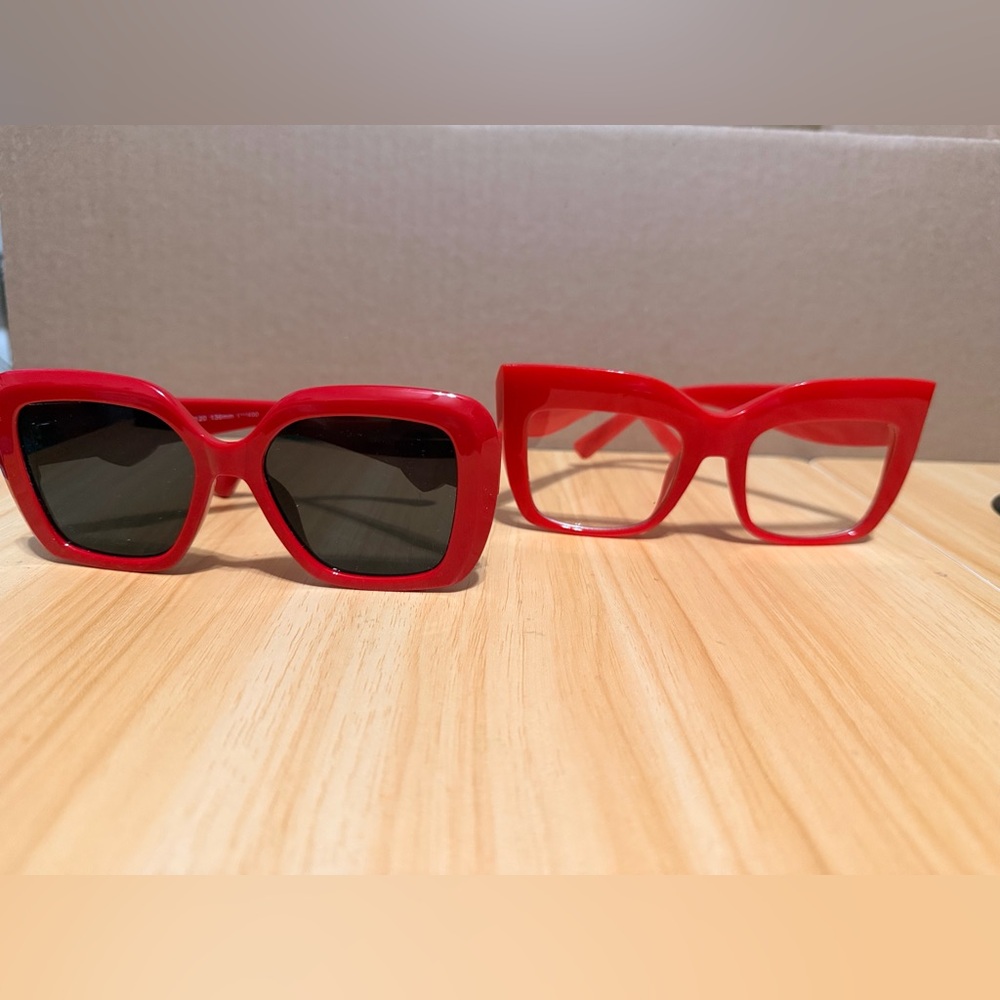 Stylish Red Glasses - 2 pair